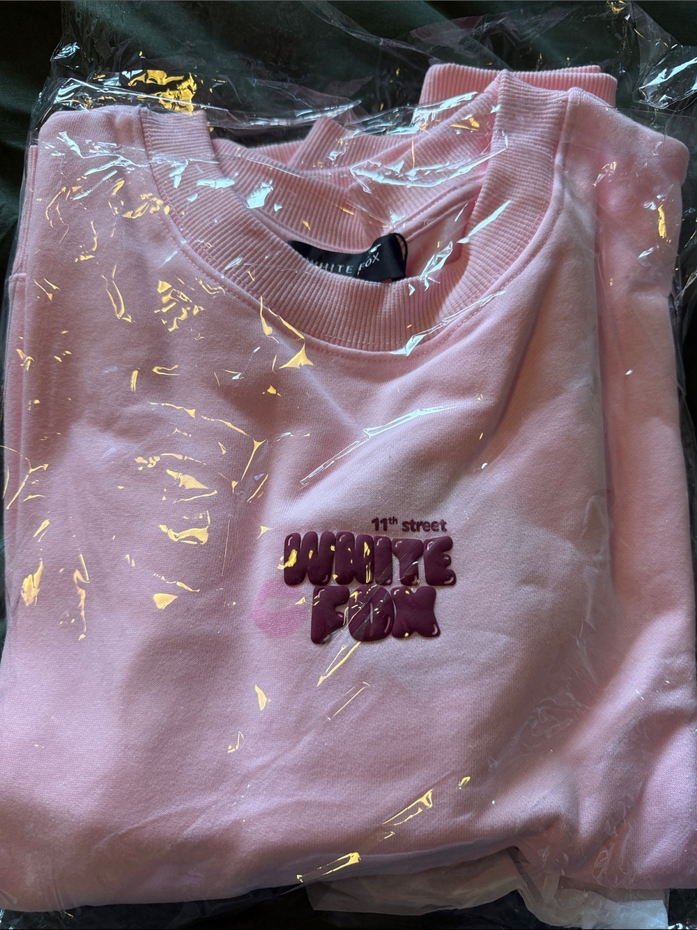 White Fox Boutique Pink Logo Crewneck Sweatshirt
